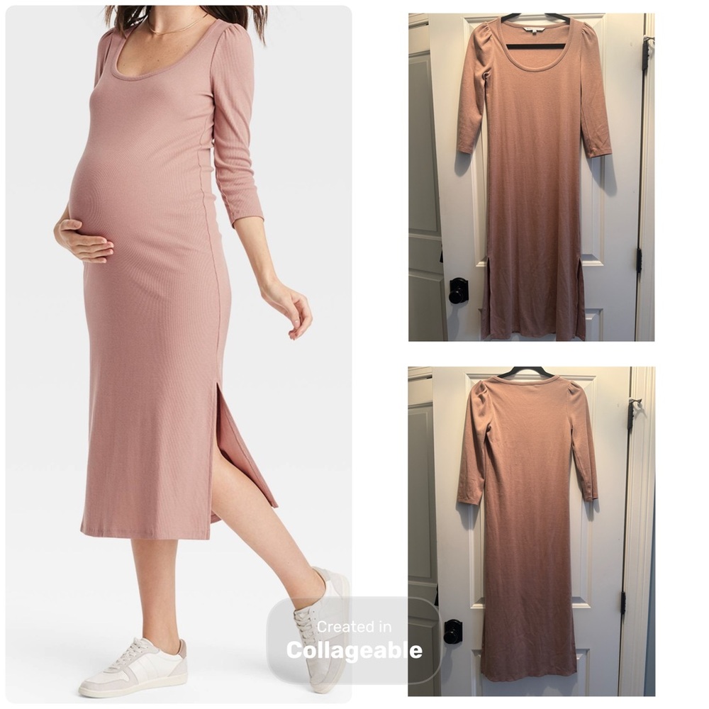 The Nines by HATCH Mauve Long Sleeve Maternity Dress